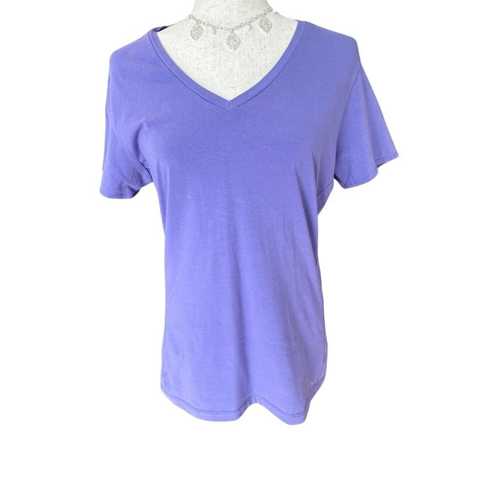 Calvin Klein Performance Quick Dry V-Neck Short Sleeve Top Purple Large